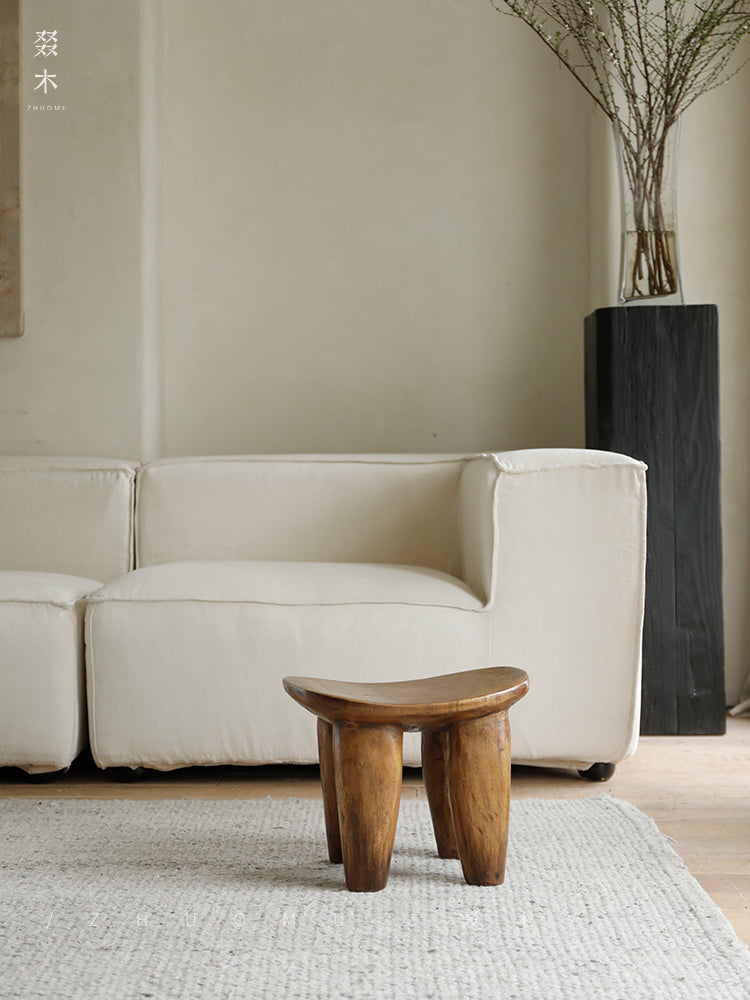 senufo stool, milk stool, african wooden stool, handcarved solid wood stool, wabi sabi furniture, minimalist wood decor, handcrafted accent stool, tribal design furniture, piexlculpt studio, small wood bench
