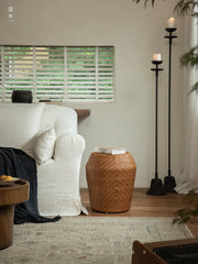 rattan side table, round rattan table, rattan stool, handwoven rattan furniture, bamboo accent table, natural rattan decor, boho rattan furniture, artisan rattan table, southeast asian furniture, japanese wabi-sabi decor