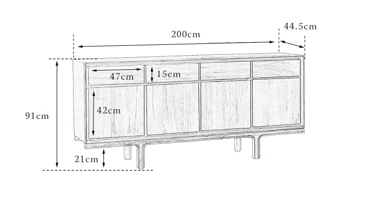 teak sideboard, solid wood cabinet, handcrafted buffet, four-door teak cabinet, minimalist wood furniture, artisan teak furniture, wabi-sabi sideboard, japanese scandi style furniture, handmade wood buffet