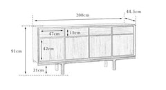 teak sideboard, solid wood cabinet, handcrafted buffet, four-door teak cabinet, minimalist wood furniture, artisan teak furniture, wabi-sabi sideboard, japanese scandi style furniture, handmade wood buffet