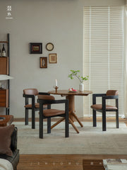 marais dining chair, boucle dining chair, french vintage furniture, mid century dining chair, solid wood chair, upholstered chair, wabi sabi furniture, piexlculpt studio, cozy minimalist furniture, modern farmhouse chair