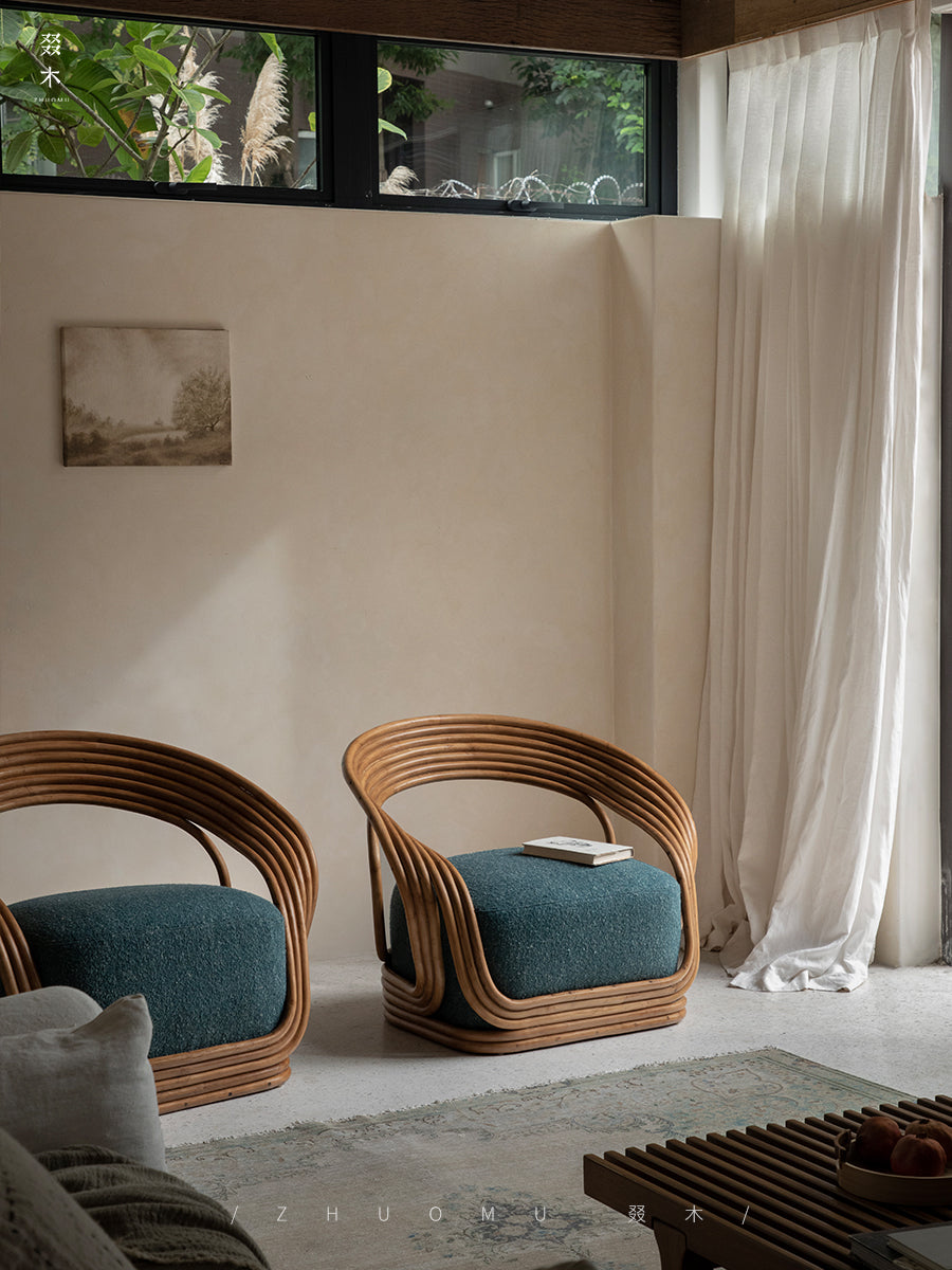 rattan lounge chair, designer rattan chair, handcrafted rattan furniture, modern accent chair, rattan armchair, handmade rattan seat, bohemian furniture, natural interior