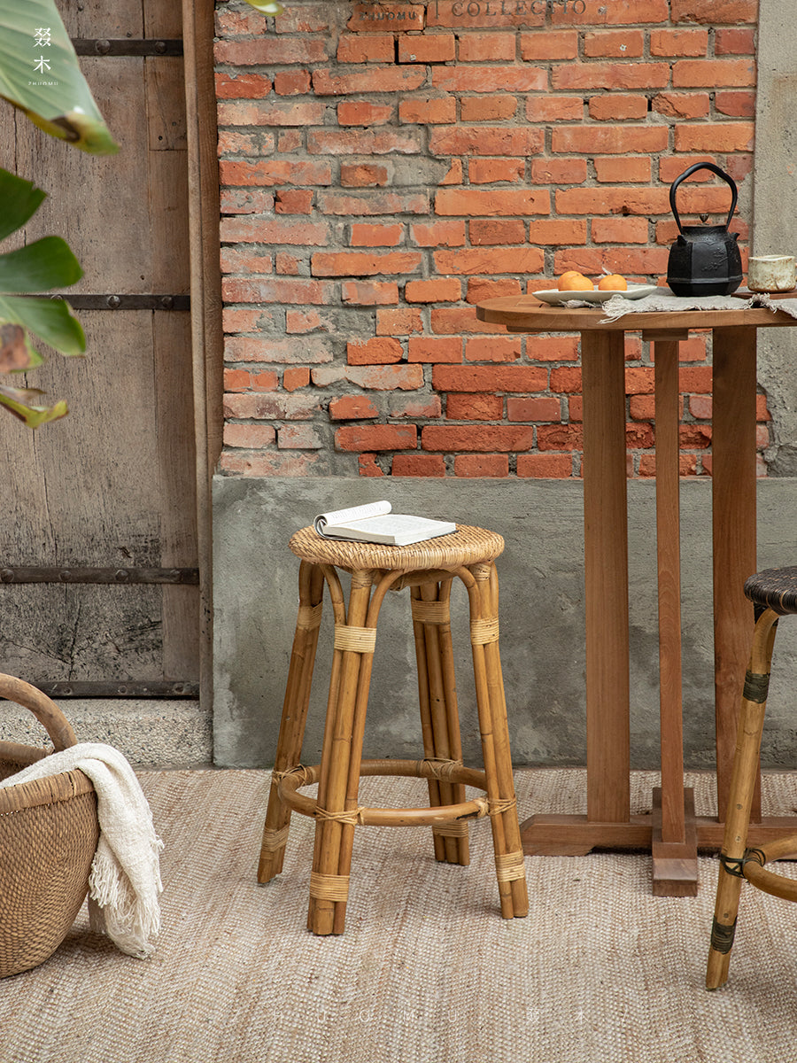 rattan bar stool, rattan high chair, handwoven rattan furniture, natural rattan bar stool, café furniture, handcrafted bar chair, bohemian interior design, artisan rattan stool