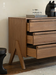 reclaimed wood sideboard, wabi sabi cabinet, japanese wood furniture, handcrafted sideboard, minimalist buffet cabinet, solid wood credenza, sustainable teak furniture, mid century storage, piexlculpt furniture