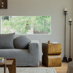 kaku side table, solid wood end table, geometric accent table, sculptural furniture, wabi sabi furniture, piexlculpt studio, minimalist side table, japanese design table, handcrafted wood furniture