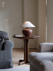 rin dining table, round wood table, japanese minimalist furniture, wabi sabi solid wood table, handcrafted round table, zen furniture, piexlculpt studio, natural walnut table, modern japanese decor, minimalist dining table