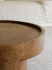 inkan side table, sculptural coffee table, solid wood side table, wabi sabi furniture, piexlculpt studio, japanese minimalist decor, wooden accent table, zen interior table, handcrafted wood furniture, round sculptural table