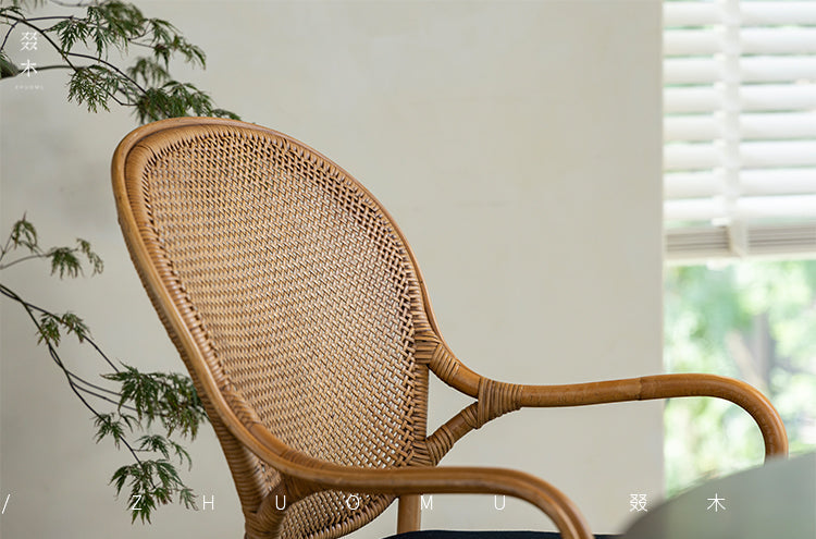 rattan armchair, banana fiber chair, rattan dining chair, handwoven rattan furniture, french café chair, natural rattan seat, bohemian dining furniture, tropical rattan armchair