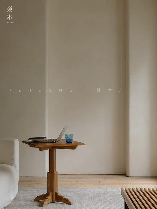 mori side table, solid wood end table, round side table, japanese minimalist furniture, wabi sabi furniture, handcrafted wood table, piexlculpt studio, zen furniture, wooden bedside table, natural oak side table