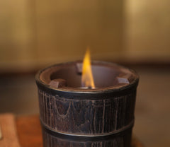 elmwood tea stove, wood fired tea heater, charcoal brazier, traditional tea stove, handcrafted tea accessories, artisan tea tools, vintage tea set, wood engraving art, Piexlculpt Studio, wooden tea warmer