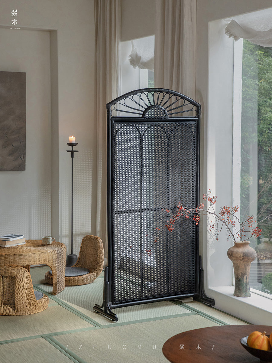 rattan screen, rattan room divider, handwoven privacy screen, vintage rattan furniture, folding rattan partition, natural rattan decor, handcrafted room divider, boho rattan screen, japanese wabi-sabi decor