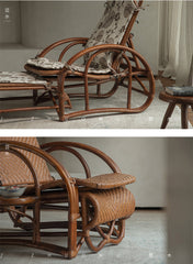 rattan recliner, rattan lounge chair, handwoven rattan furniture, vintage rattan chair, bamboo recliner, natural rattan seat, handcrafted rattan lounger, boho rattan furniture, southeast asian furniture