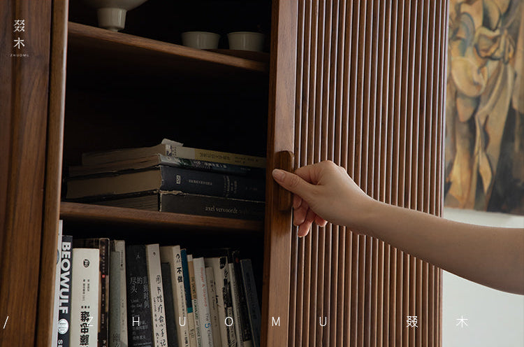 mid century teak sideboard, tambour door cabinet, solid wood credenza, handcrafted teak furniture, mcm buffet, designer teak cabinet, vintage teak sideboard, roll door wood cabinet, handmade solid wood furniture