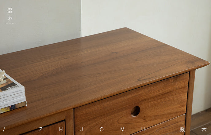 teak sideboard, sliding door buffet, solid wood cabinet, handcrafted teak furniture, minimalist dining storage, artisan wood furniture, wabi-sabi furniture, modern teak buffet, handmade solid wood sideboard