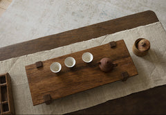 wabi tea tray, solid wood tea board, gongfu tea tray, japanese wabi sabi decor, piexlculpt studio, minimalist wood tray, zen tea table accessory, rustic wood serving board, handcrafted tea ceremony set, wooden tea display