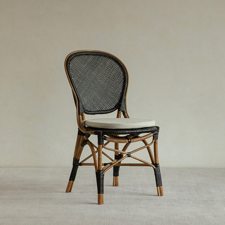 rattan bistro chair, banana fiber chair, rattan dining chair, french café chair, handwoven rattan furniture, natural rattan seat, bohemian dining furniture, wicker dining chair