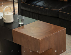 wood coffee table, solid wood center table, modular coffee table, geometric wooden table, sculptural wood furniture, handmade wood coffee table, modern solid wood furniture, rustic wooden decor, artisan wood table