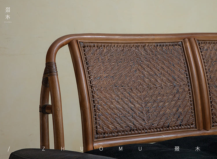 rattan loveseat, rattan sofa, rattan daybed, handwoven rattan furniture, natural rattan couch, double seat sofa, bohemian interior design, handcrafted lounge furniture