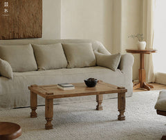 sora coffee table, reclaimed wood furniture, square coffee table, wabi sabi wood table, japanese minimalist decor, rustic low table, handcrafted wooden table, piexlculpt studio, zen furniture, natural oak finish