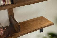 wall shelf system, modular wall shelving, mid century wood shelf, floating teak shelf, wooden wall bookcase, display shelving system, handcrafted wall furniture, piexlculpt studio