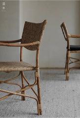 rattan dining chair, rattan armchair, tropical bistro chair, handwoven rattan furniture, natural rattan dining chair, bohemian furniture, rattan patio chair, tropical style chair