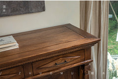 vintage teak cabinet, handcrafted solid wood console, antique style furniture, teak storage cabinet, artisan wood furniture, colonial style sideboard, wabi-sabi furniture, boho teak console, handmade teak cabinet