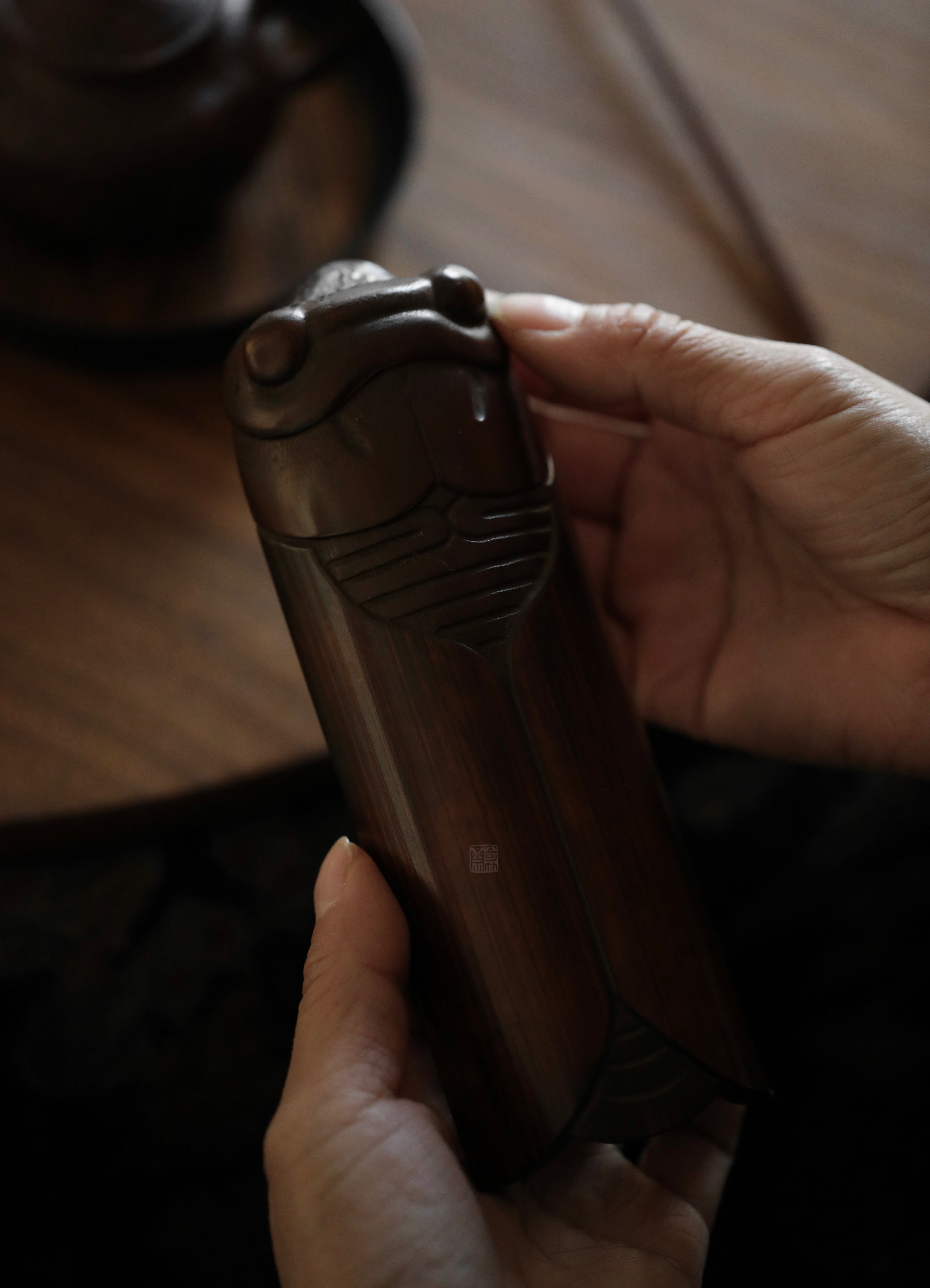 bamboo tea scoop, calligraphy tea scoop, engraved tea utensil, wooden tea accessory, handmade tea tools, gongfu tea ceremony, bamboo leaf holder, artisan tea ware, Piexlculpt Studio, wood engraving art