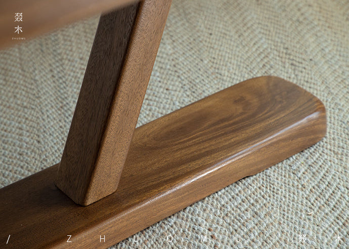 axis table, sculptural desk, solid wood desk, wood work table, modern minimalist furniture, handcrafted furniture, piexlculpt studio, wooden display table, long wooden table, wabi sabi furniture