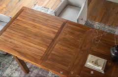 toki dining table, extendable wood table, solid teak furniture, japanese minimalist dining table, handcrafted extendable table, wabi sabi furniture, piexlculpt studio, teak long table, zen furniture, extendable conference table
