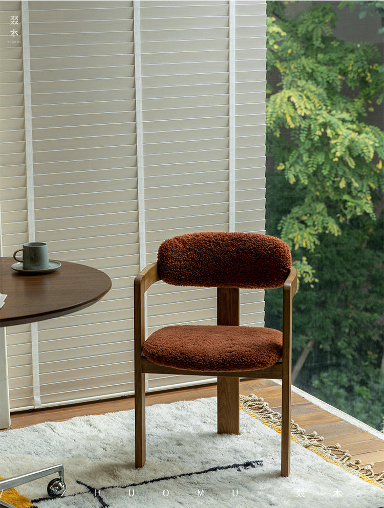 marais dining chair, boucle dining chair, french vintage furniture, mid century dining chair, solid wood chair, upholstered chair, wabi sabi furniture, piexlculpt studio, cozy minimalist furniture, modern farmhouse chair