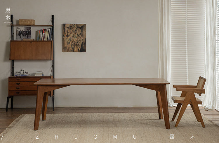 aru dining table, solid teak dining table, minimalist wood table, japanese wabi sabi furniture, handcrafted wooden table, piexlculpt studio, zen furniture, teak rectangular table, wooden work desk, modern wabi sabi decor