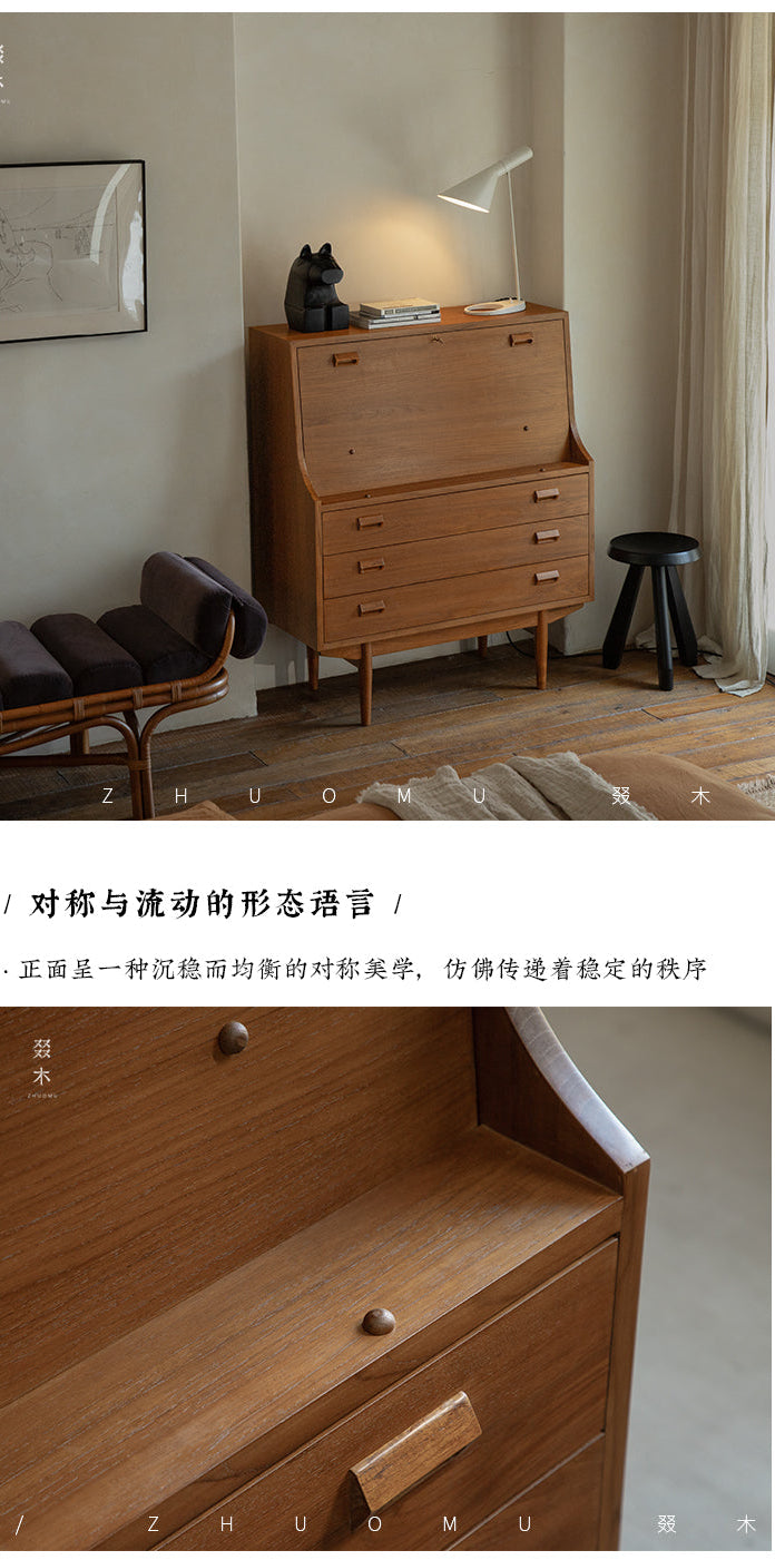 mid century secretary desk, teak writing cabinet, danish modern furniture, mcm teak desk, handcrafted wood furniture, vintage writing bureau, solid wood secretary desk, scandinavian teak furniture, minimalist wood desk