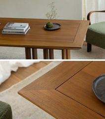 tsuba long table, solid wood conference table, japanese tea table, multi leg table, wabi sabi furniture, piexlculpt studio, handcrafted wood desk, sculptural furniture, minimalist oak table, zen design furniture