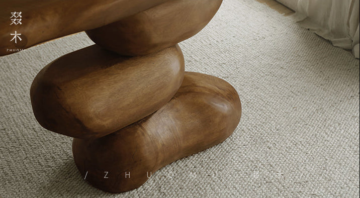 satori console table, sculptural wood table, wabi sabi furniture, zen furniture, piexlculpt studio, solid wood hallway table, organic wood design, handcrafted entry table, japanese minimalist furniture, wood sculpture furniture