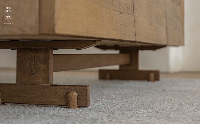 solid wood TV console, handcrafted media cabinet, minimalist TV stand, reclaimed wood furniture, artisan TV unit, japanese scandi furniture, wabi-sabi console, modern wood sideboard, low wood cabinet