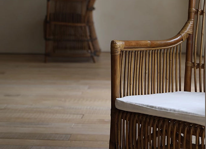 rattan lounge chair, rattan armchair, natural rattan chair, handwoven rattan furniture, tropical lounge chair, wabi-sabi furniture, bohemian furniture, relaxation chair, artisan rattan