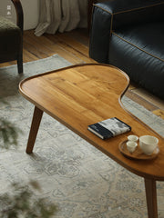 crescent coffee table, asymmetric table, solid wood furniture, handcrafted wood table, sculptural coffee table, organic furniture, wabi sabi furniture, minimalist furniture, piexlculpt studio