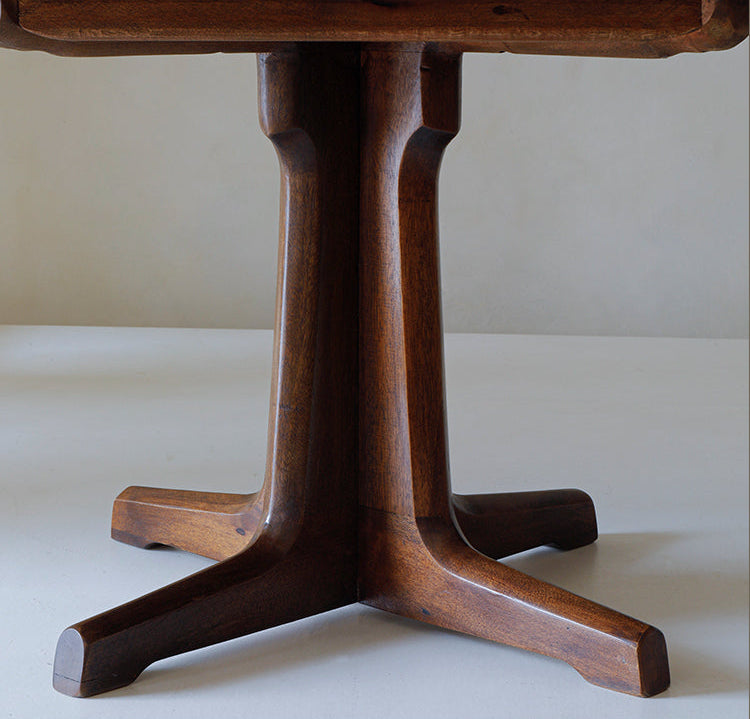 rin dining table, round wood table, japanese minimalist furniture, wabi sabi solid wood table, handcrafted round table, zen furniture, piexlculpt studio, natural walnut table, modern japanese decor, minimalist dining table