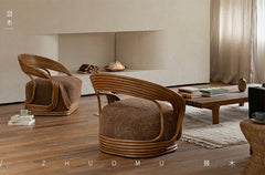 rattan lounge chair, designer rattan chair, handcrafted rattan furniture, modern accent chair, rattan armchair, handmade rattan seat, bohemian furniture, natural interior