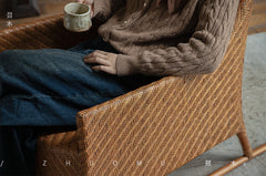 rattan lounge chair, rattan armchair, handwoven rattan furniture, natural rattan chair, relaxing chair, bohemian interior design, handcrafted rattan seating