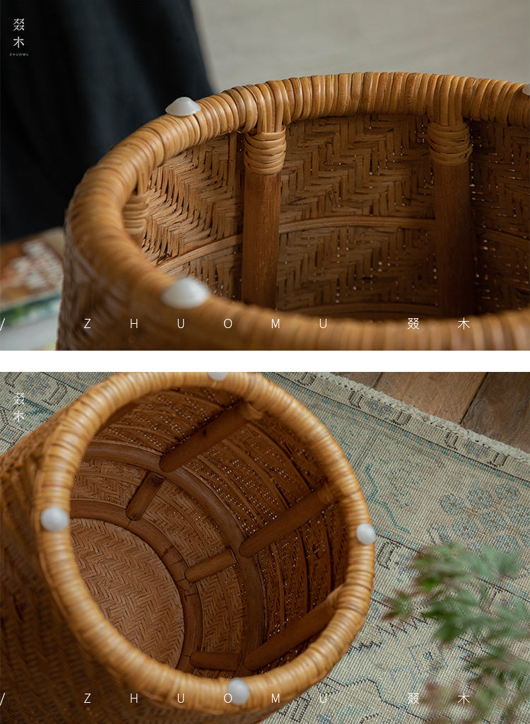 rattan side table, round rattan table, rattan stool, handwoven rattan furniture, bamboo accent table, natural rattan decor, boho rattan furniture, artisan rattan table, southeast asian furniture, japanese wabi-sabi decor