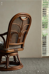 rattan swivel chair, rattan lounge chair, rotating rattan chair, handcrafted chair, natural rattan furniture, handwoven lounge seat, bohemian home decor