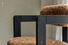 marais dining chair, boucle dining chair, french vintage furniture, mid century dining chair, solid wood chair, upholstered chair, wabi sabi furniture, piexlculpt studio, cozy minimalist furniture, modern farmhouse chair