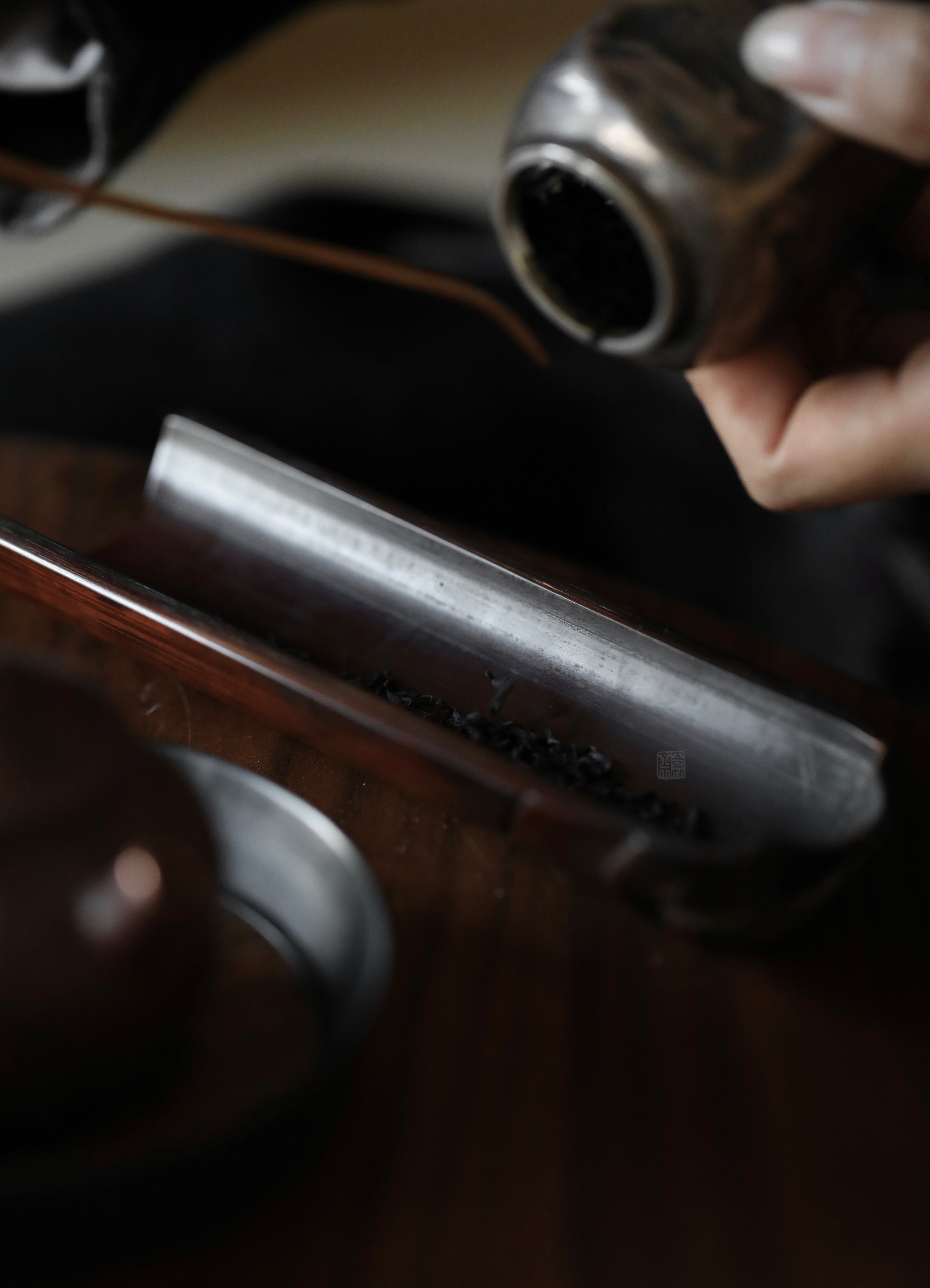 bamboo tea scoop, calligraphy tea scoop, engraved tea utensil, wooden tea accessory, handmade tea tools, gongfu tea ceremony, bamboo leaf holder, artisan tea ware, Piexlculpt Studio, wood engraving art