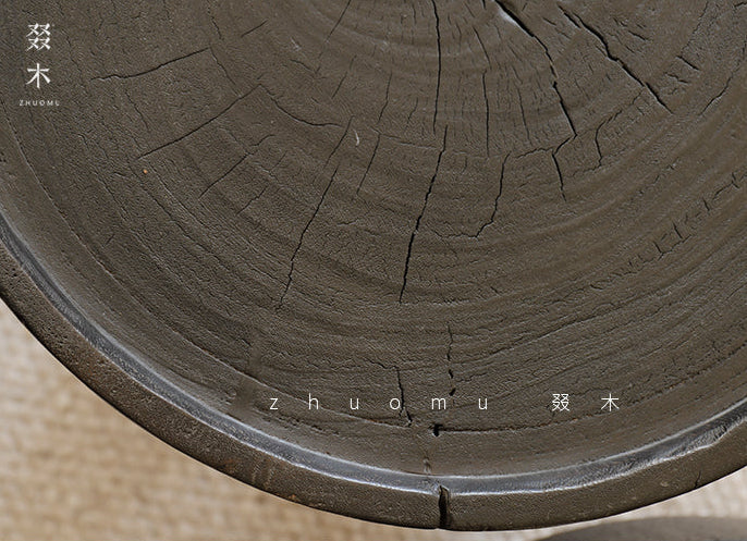 inkan side table, sculptural coffee table, solid wood side table, wabi sabi furniture, piexlculpt studio, japanese minimalist decor, wooden accent table, zen interior table, handcrafted wood furniture, round sculptural table