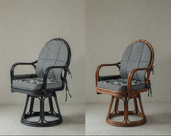 rattan swivel chair, handwoven rattan chair, rotating rattan chair, bamboo armchair, vintage rattan lounge chair, natural rattan furniture, handcrafted rattan seat, dining rattan chair, tea room chair, boho rattan furniture