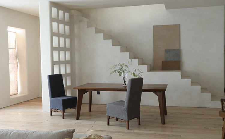 tomo dining table, solid wood dining table, japanese minimalist table, wabi sabi furniture, handcrafted wood table, zen furniture, piexlculpt studio, long oak table, rustic wooden dining table, modern japanese design