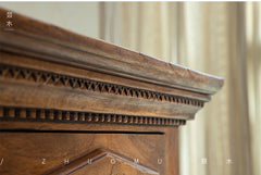 vintage teak cabinet, handcrafted solid wood console, antique style furniture, teak storage cabinet, artisan wood furniture, colonial style sideboard, wabi-sabi furniture, boho teak console, handmade teak cabinet