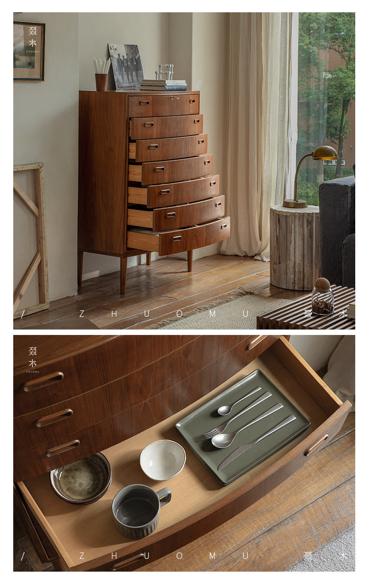 teak dresser, seven drawer chest, mid century furniture, solid teak cabinet, teak chest of drawers, danish modern storage, teak tall dresser, handcrafted wood furniture, piexl sculpt studio