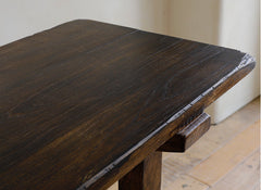 saya console table, solid teak console, wooden sofa table, wabi sabi furniture, japanese minimalist console, handcrafted wood furniture, piexlculpt studio, zen furniture, solid wood long table, teak entryway table